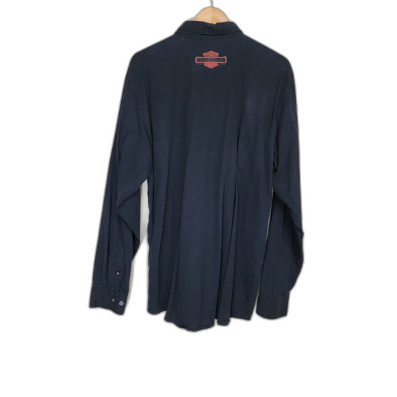Harley Davidson Men's Black Long Sleeve Button-up Shirt - Tall Large - Picture 2 of 5